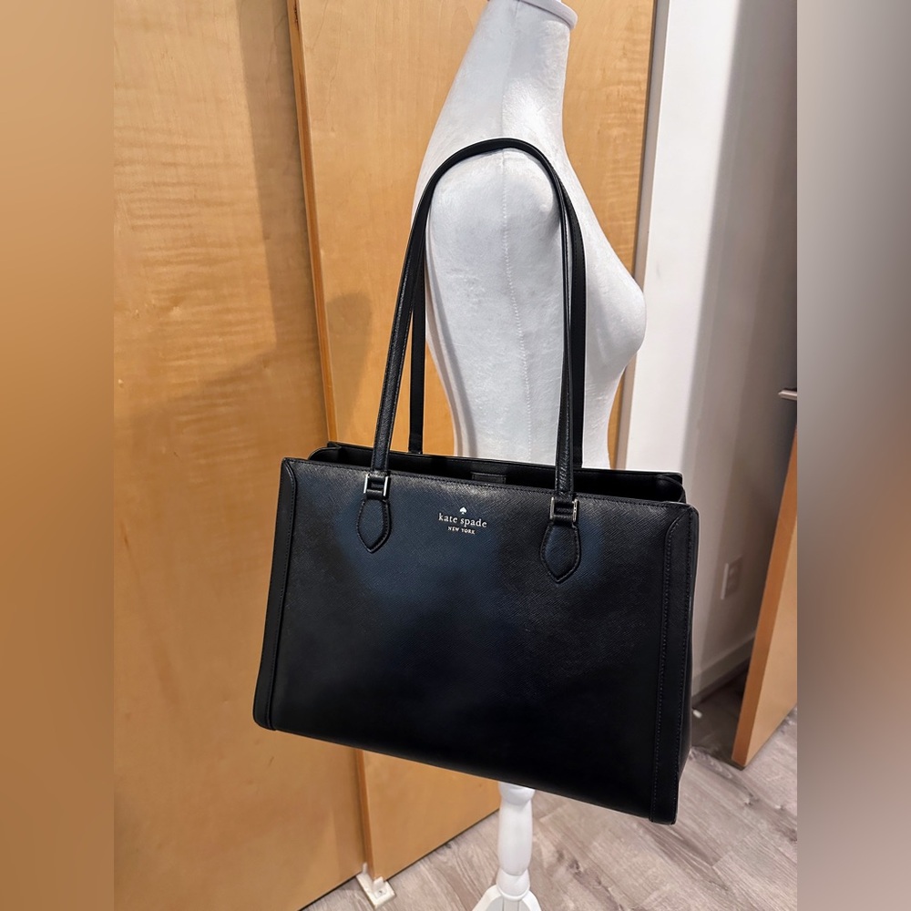 Kate Spade Maddison Saffiano East West Black Leather Large Laptop Tote Bag